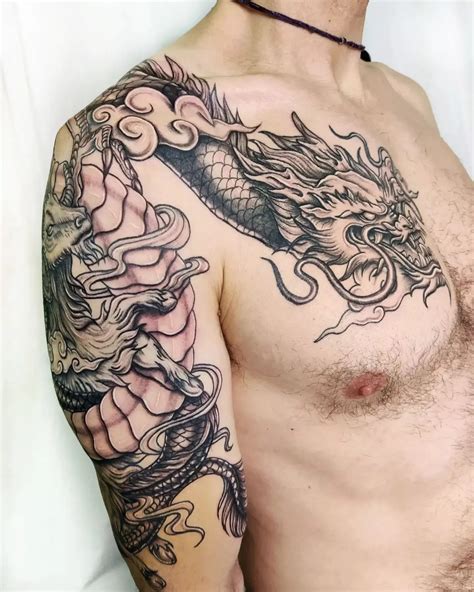 upper back shoulder tattoo|dragon shoulder tattoo male.